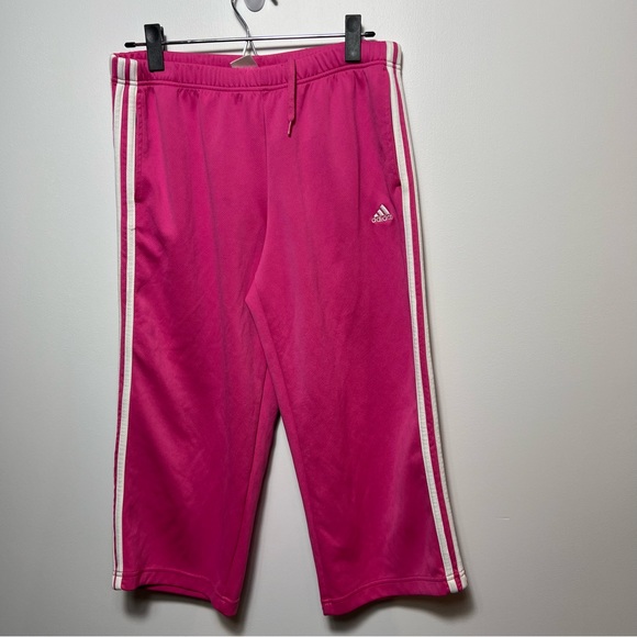 Adidas pink 3 stripe capris M - Picture 1 of 4